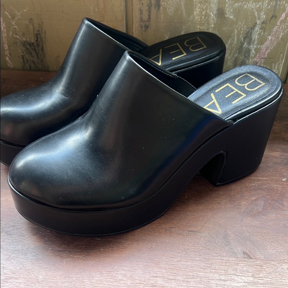 Women's Black Platform Mules